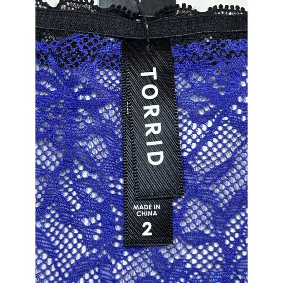 Torrid Hipsters Clematis Pantie Wm's Plus Sz 2 Blu/Blk Nylon/Spandex Lace Fabric - Picture 5 of 10